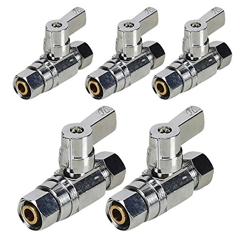 Image of Midline Valve 27-GT38-OM-5 Water Supply Stop Valve with Quarter Turn HANDLE ; One Piece Design; 3 /8 in. FIP x 3 /8 in. MIP; Chrome Plated Brass (5 Pack)