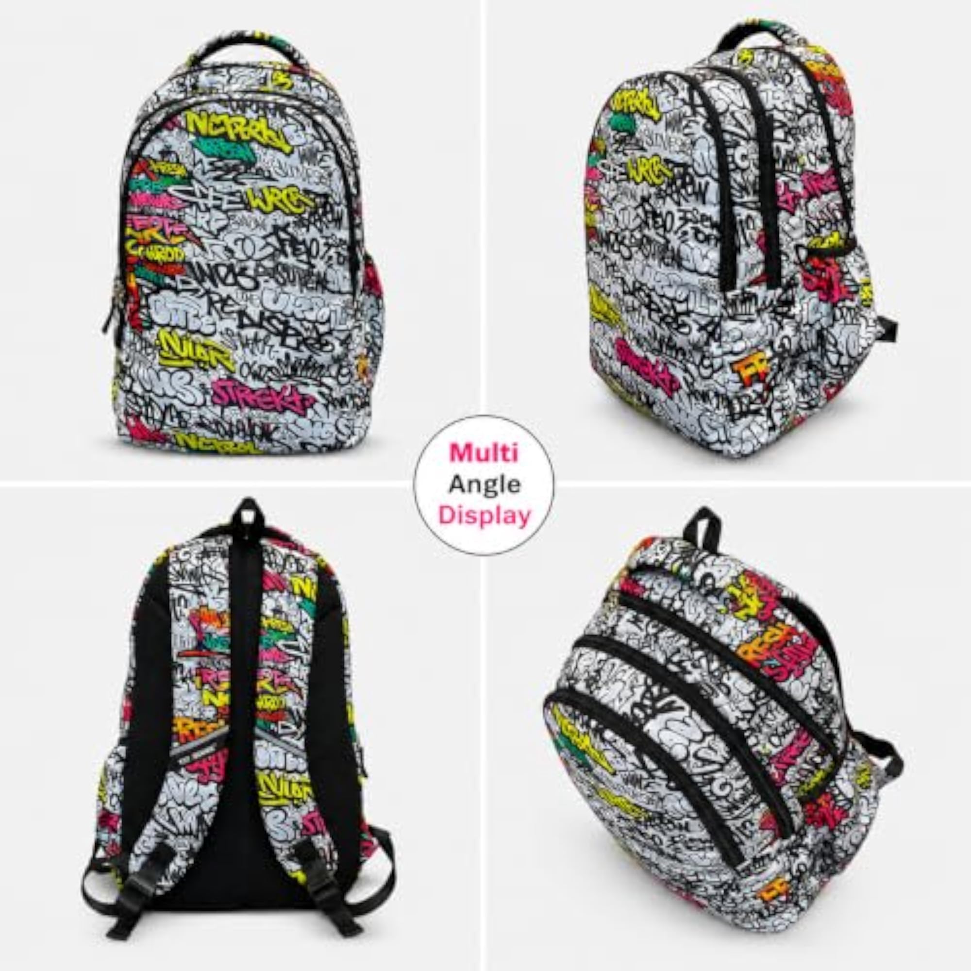 Graffiti Print Backpack, Multicolour