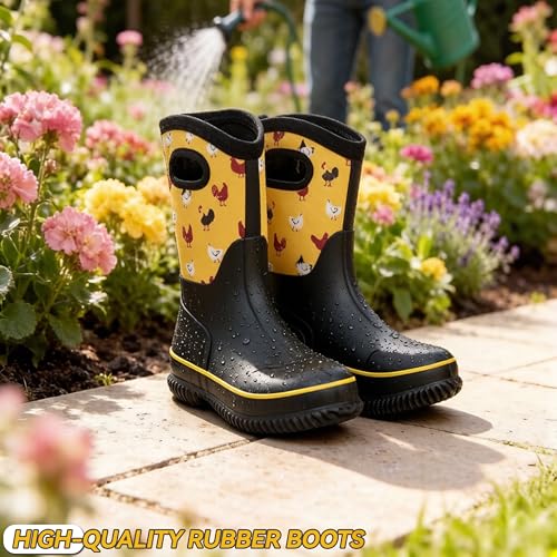 Image of Hbxooxts Women Mud Boots Waterproof Garden Shoes, Anti-Slip Rubber Rain Boots for Women, Outdoor Work and Farming with Easy-Clean Design