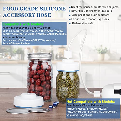 Image of Mason Jar Vacuum Sealer Kit with Accessory Hose for Wide and Regular Mouth Jars, Manual Portable Vacuum Pump and Lid Opener