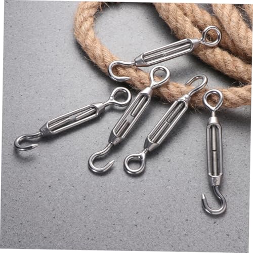 Zerodeko 5pcs Tensores para Cables de Acero de Acero Inoxidable Ojal a Gancho miniatura 4