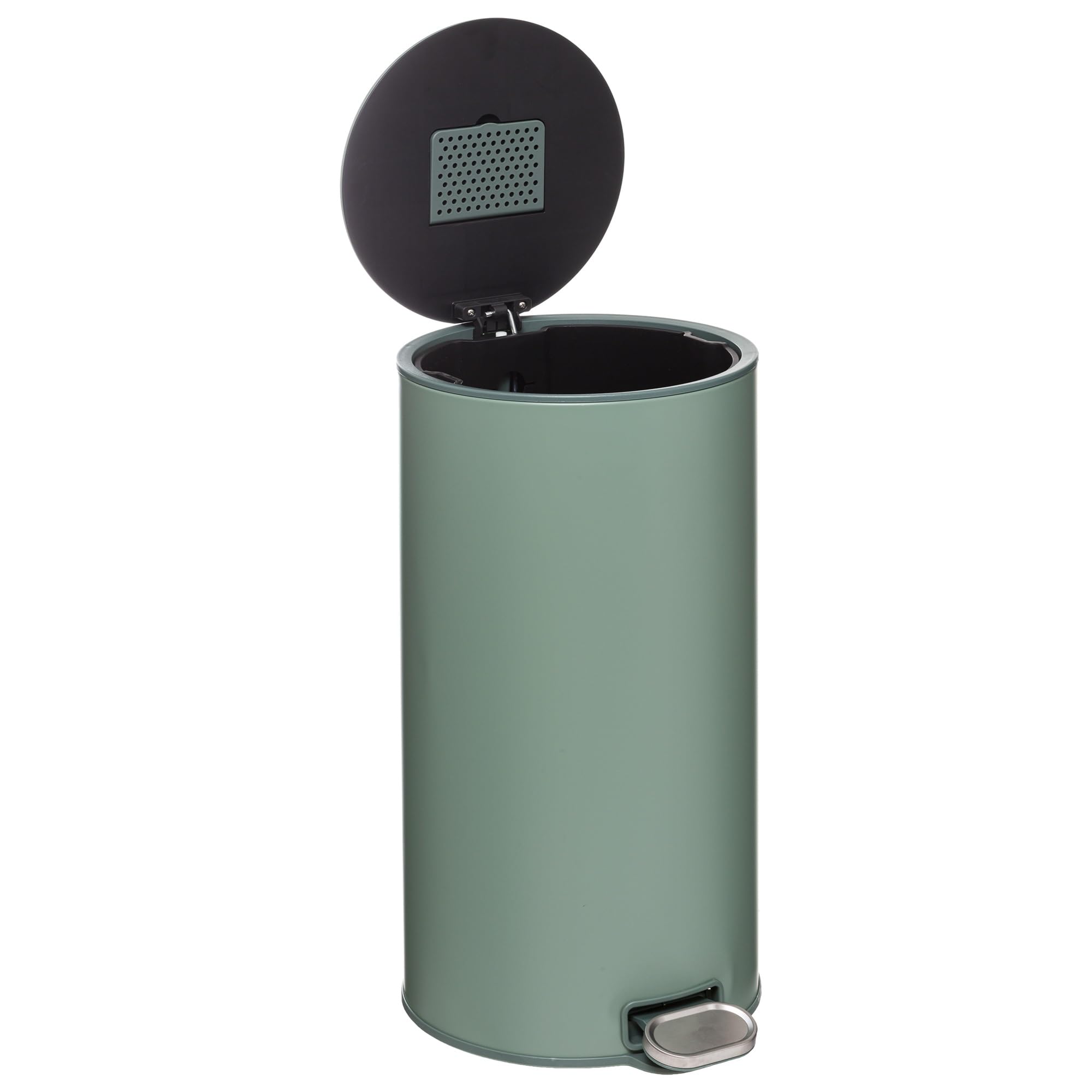 WELL HOME - Papelera / cubo de basura / contenedor de residuos con pedal 30L Retro verde delta