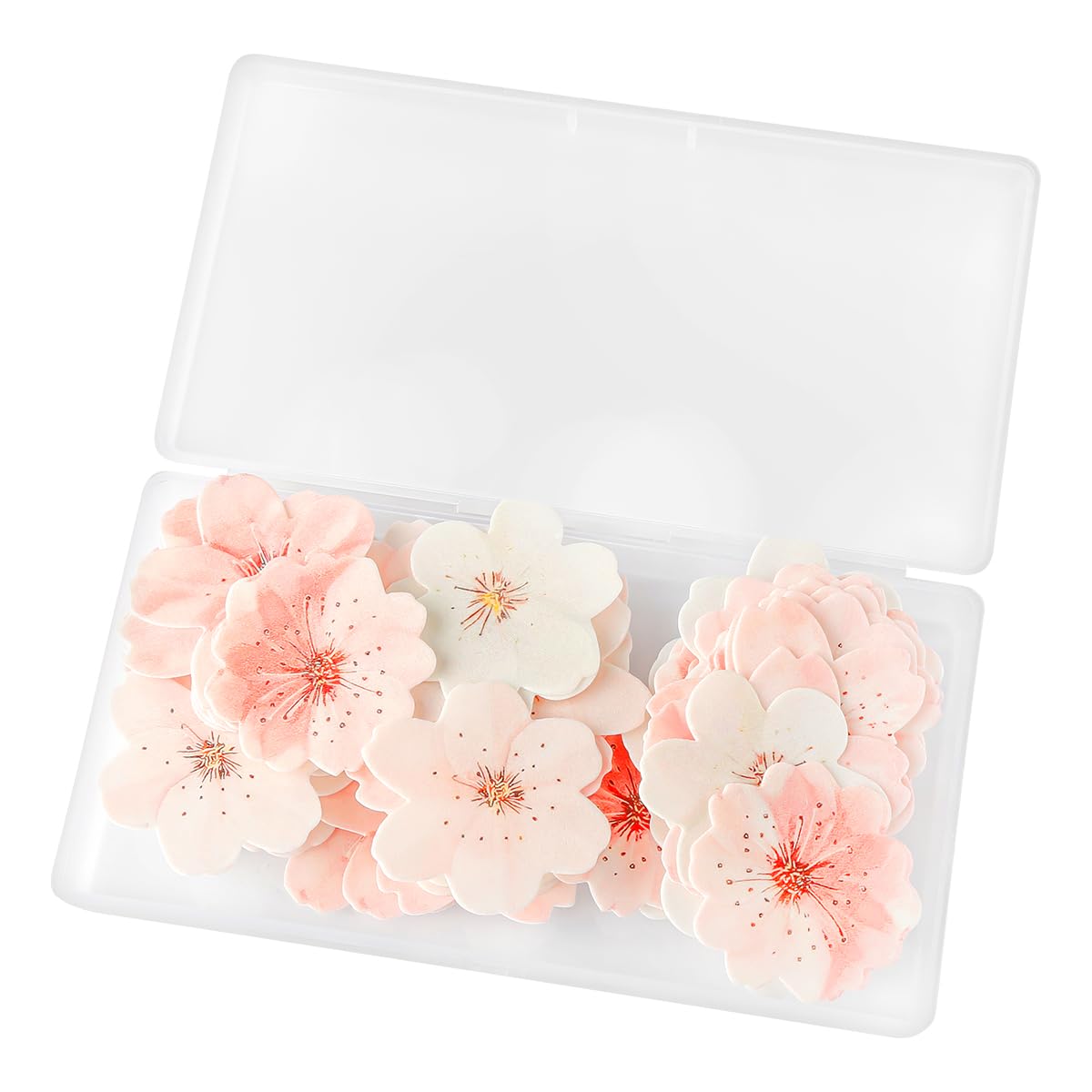 Lotsdonxia 75 Pcs Edible Cherry Blossoms Cake Decorations - Elegant Wafer Paper Flowers, Tasteless Pink Cupcake Toppersfor Baby Showers, Birthdays, Weddings(Pink Series)