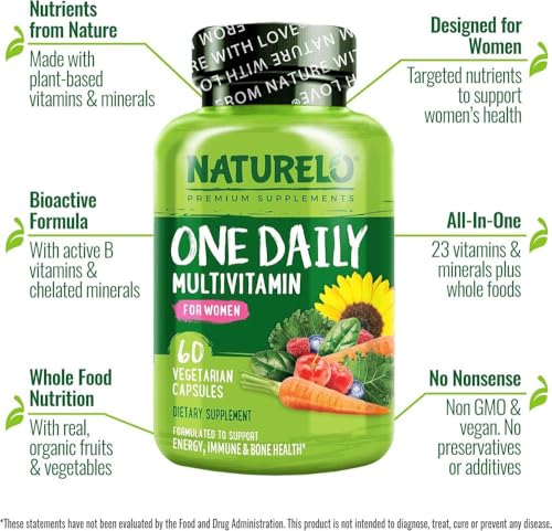 NATURELO One Daily Multivitamin for Women - with Natural Food-Based Vitamins, Minerals, Fruit & Vegetable Extracts - Best for Maintaining Essential Nutrients - 60 Vegan Capsules | 2 Month Supply - Image 5