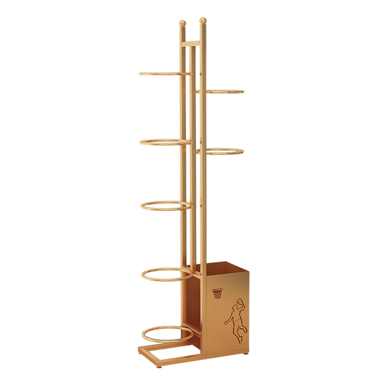 Supporto per Racchette da Tennis. Supporto per Attrezzature Sportive con la Palla. Espositore per Racchette da Badminton Nero/Oro/Bianco. per Palestra, Scuola o Palestra (Oro) (41 x 22 x 140