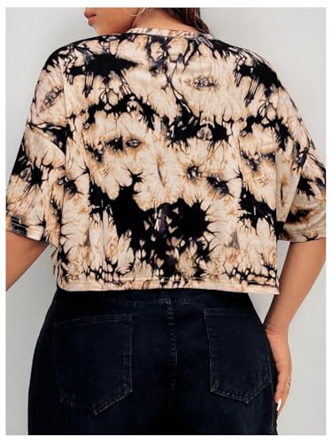 Women's Plus Size Y2K Tie Dye T Shirt Summer Crew Neck Crop Top Short Sleeve Shirts Casual Tee Top2