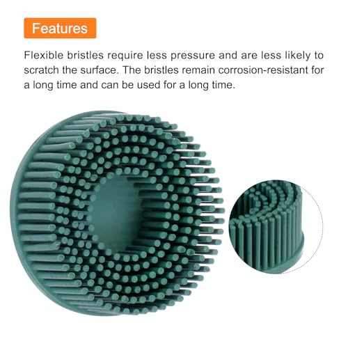 Image of HARFINGTON 5pcs Bristle Disc 2 inch 50 Grit Abrasive Brush Deburring Electric Disc Brush with Quick Change Lock Abrasive Coating Removal Disc for Metal, Green