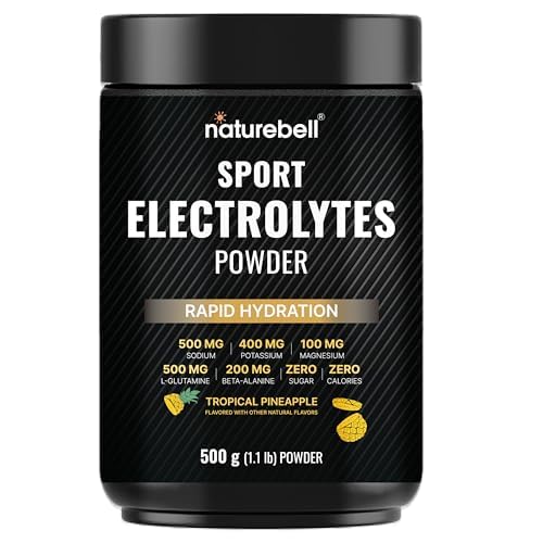 Sport Electrolytes Powder No Sugar, 500g (52 Servings) | Electrolyte Hydration Drink Mix with Sodium, Potassium, Magnesium, L-Glutamine, Beta Alanine,