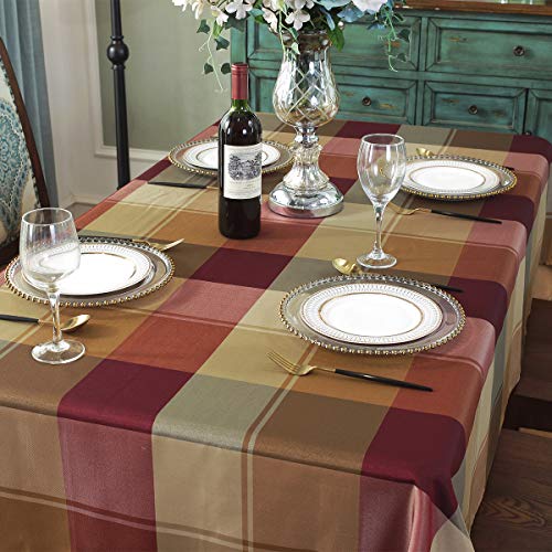 Rectangle Tablecloth Checkered Style Polyester Table Cloth Spillproof Dust-Proof Wrinkle Resistant Heavy Weight Table Cover for Kitchen Dinning Tabletop (Rectangle/Oblong,132 x 182(4-6 Seats) - Image 4