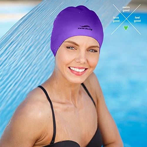 Swim Elite PINKPURPLE Reversible Silicone Swim Cap thumb #2