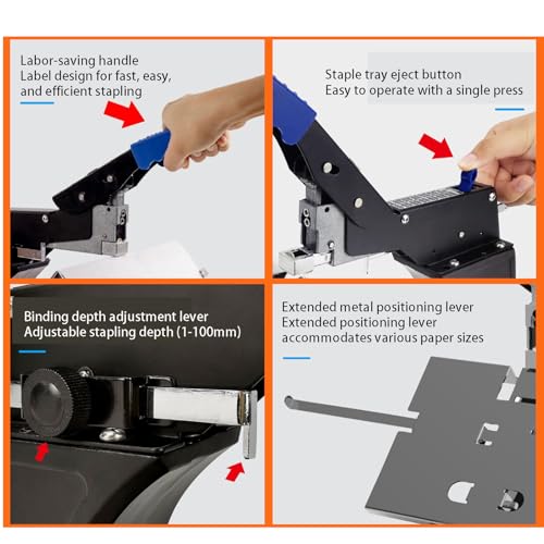 Cucitrice manuale con righello fisso e clip da tavolo per rilegatura documenti da ufficio