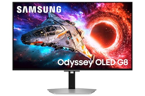 Image of Samsung Odyssey OLED G8 Gaming Monitor 80cm (32 inch) UHD, 240 Hz, 0.03ms(GTG), FreeSync Premium Pro, DP, HDMI, USB Hub, Height, Tilt, Swivel, Pivot Adjust Stand, (LS32HG800SWXXL, Silver)