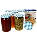 Produktbild MamboCat 12er Set Einmachglas 720 ml I Rundgläser Einkochgläser mit Schraubdeckel I Twist Off to 82 I Aufbewahrungsgläser mit Deckel Blau Weiß Kariert I inkl. Rezeptheft
