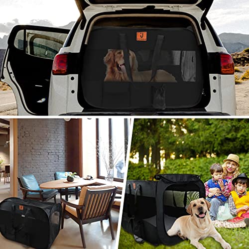 Ouhou 36 Inch Portable Travel Dog Crate, Soft Sided Dog Crate, 2-Door Foldable Pop Up Dog Kennel For Large Dogs, Collapsible, Durable, Indoor & Outdoor #TOP5