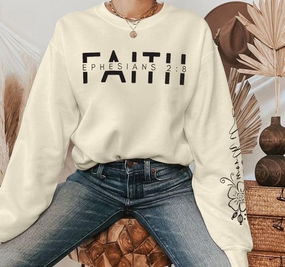 UNIQUEONE Christian Sweatshirt Women Faith Shirts: Jesus Sweatshirt Christian Religious Crewneck Long Sleeve Pullover Tops - Image 4