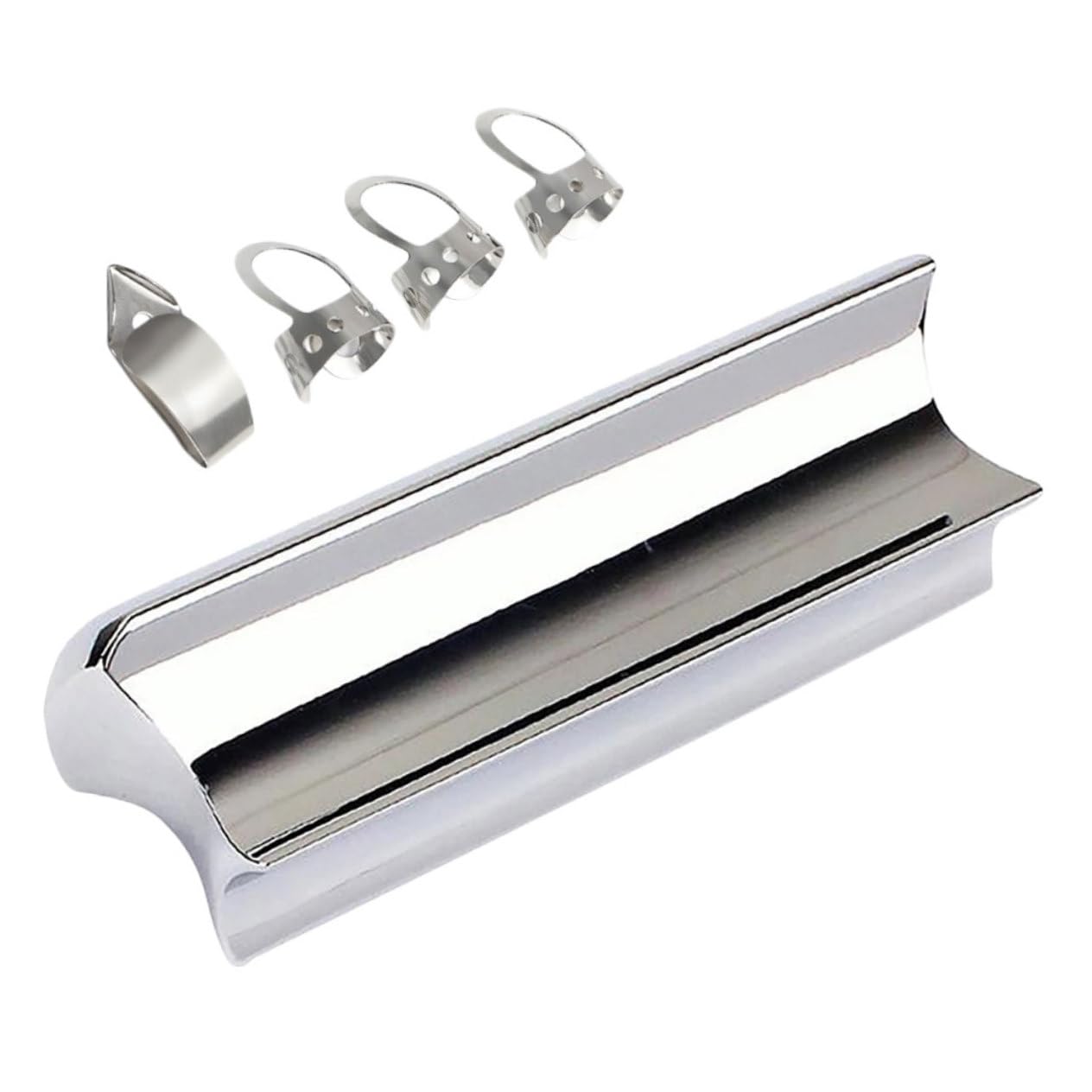 Totority Electric Guitar Supplies Metal Guitar Slide Tone Bar Finger Picks Set Easy Storage for Travel Practice