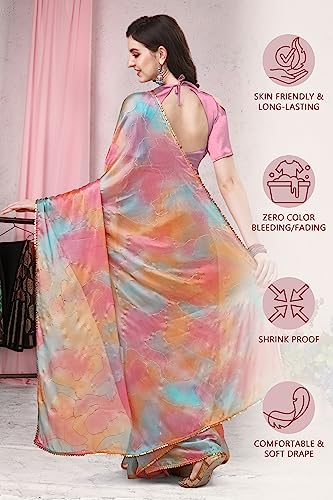 Image of MIRCHI FASHION Saree for Woman Chiffon Colorblock with Foil Work | Shimmer Festive Women's Sari for Wedding Functions and Ceremonies