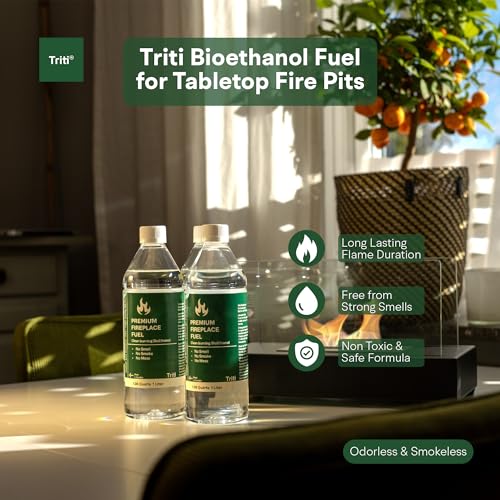 Triti Bioethanol Fireplace Fuel, Denatured Alcohol – Odorless & Smokeless – (3 x 1 Liter Bottles) | Tabletop Fire Pit Fuel, Tabletop Fireplace & Alcohol Stove Fuel | Indoor/Outdoor | 3-Pack - Image 5