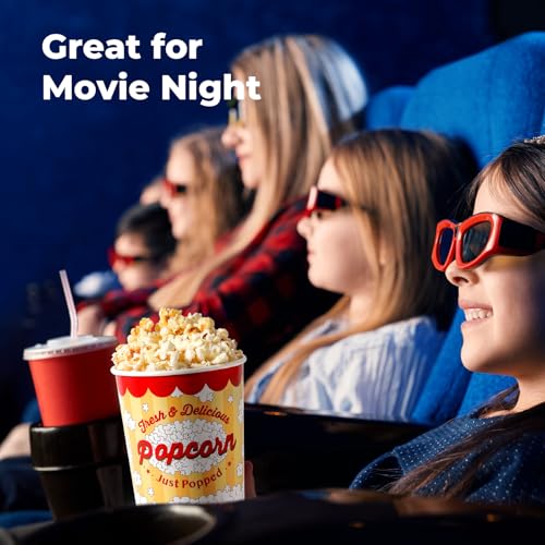 Image of Fit Meal Prep 500 Pack Classic Paper Popcorn Buckets Disposable, 32 Oz Grease Resistant Popcorn Bowls Cups for Machine Home Theater Carnival Movie Night