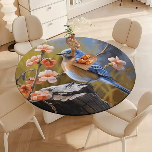 Nappe ronde ajustée Eastern Bluebird imperméable pour table de pique-nique - 5