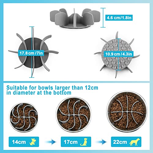 PETTOM Anti Schling Einsatz für Napf, Anti Schling Napf Hund Silikon, Slow Feeder Hundenapf Einfügung, Antischlingnapf Hunde Langsam Fressnapf mit Saugnäpfe rutschfest