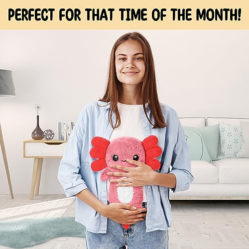 Image of Axolotl Microwavable Unscented Heating Pad for Women and Kids- Cute Soft Cozy Pillow Plush Heatable Warm Stuffed Animals - Kawaii Hot and Cold Plushie Food Toy - Axolotl Gifts for Girls and Boys