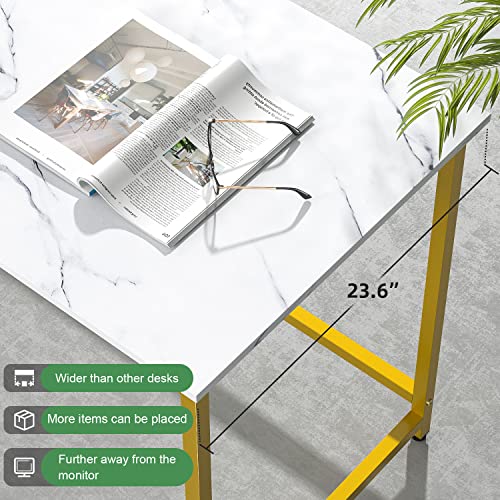 Elephance 59" L Shaped Desk Corner Computer Desk Gaming Table With Monitor Stand Workstation For Home Office Faux Marble White #TOP5