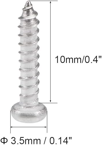 Miniatura 9 de Uxcell Tornillos autoperforantes Phillips cabeza de cabeza de cacerola de 0.079 x 0.315in, 50 unidades