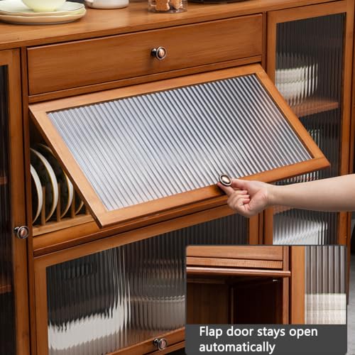 Mueble de cocina de bambú resistente con elegante vidrio texturizado 4