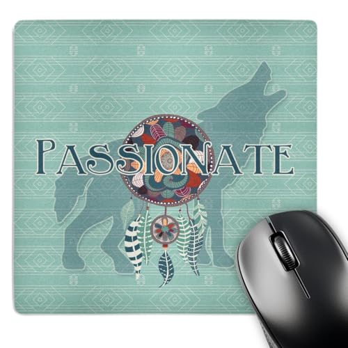 3dRose, Wolf Native American Animal Spirit with Dream Catcher Passionate, Mouse Pad