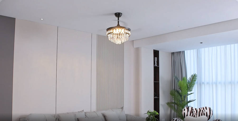 Image of FIDGRA 42'' Fandelier Ceiling Fan with Light, Chandelier Fan, Black