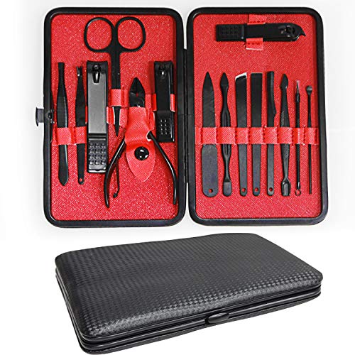 GNAWRISHING 15 Pcs/Set Manicure Set Nail Clipper Kit Portable Travel Grooming Kit Nail Clippers Stainless Steel set Red