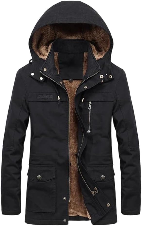 Coat Thick Warm Man Jacket Parkas Casual Cotton Padded Jacket Multi-Pocket Hoodies Parka Coat