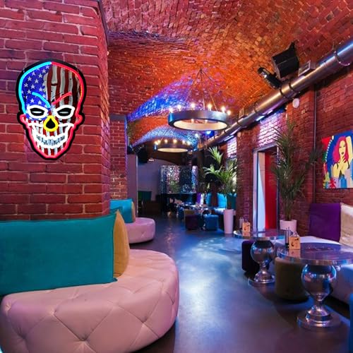 Image of Neon Light Sign for Beer Bar Club Bedroom Office Hotel Pub Cafe Wedding Birthday Party Man Cave Art Wall (Skull)