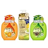 【３個セット】セーフ SAFE +チャヨンポン オレンジの香り 松葉の香り 食器用洗剤 725ml×1、490ml×2 合計3個 発芽玄米食器洗剤 天然油脂由来の成分を配合 韓国製 保湿成分配合 消臭 天然成分 サンキューシール付きJOYBストアオリジナル