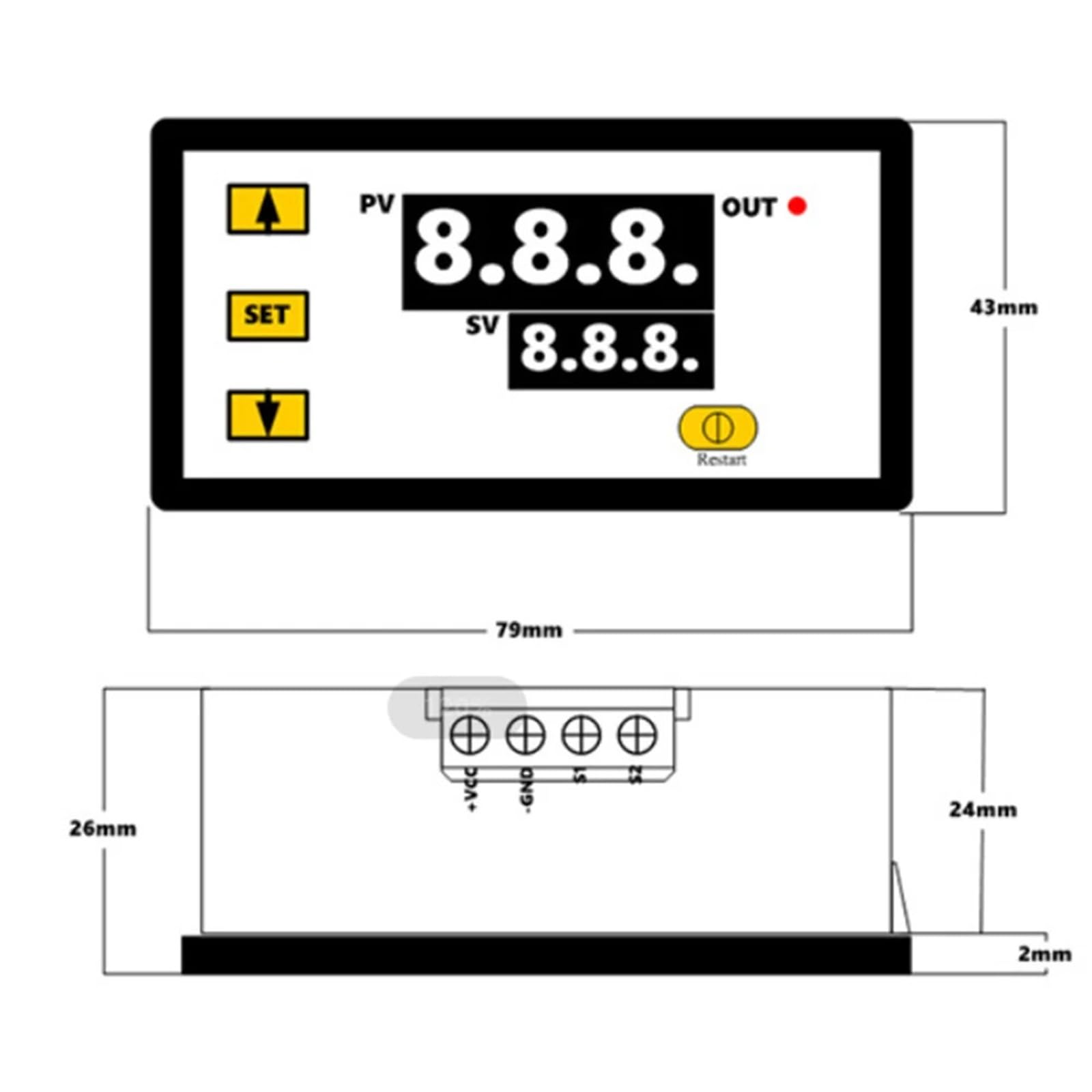 Controlador de temperatura digital LED de alta precisión W3230, 12-24 V, 110-220 V, termostato, termómetro, interruptor de control de temperatura, sensor.(24V)