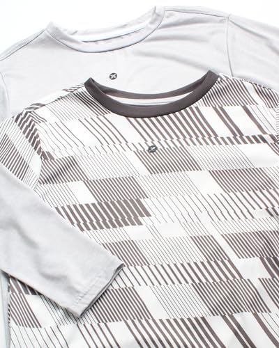 RBX Boys' Active T-Shirts - 2 Pack Short Sleeve and Long Sleeve Performance Dry Fit Tees - Workout Gym Shirts for Boys (8-16)2