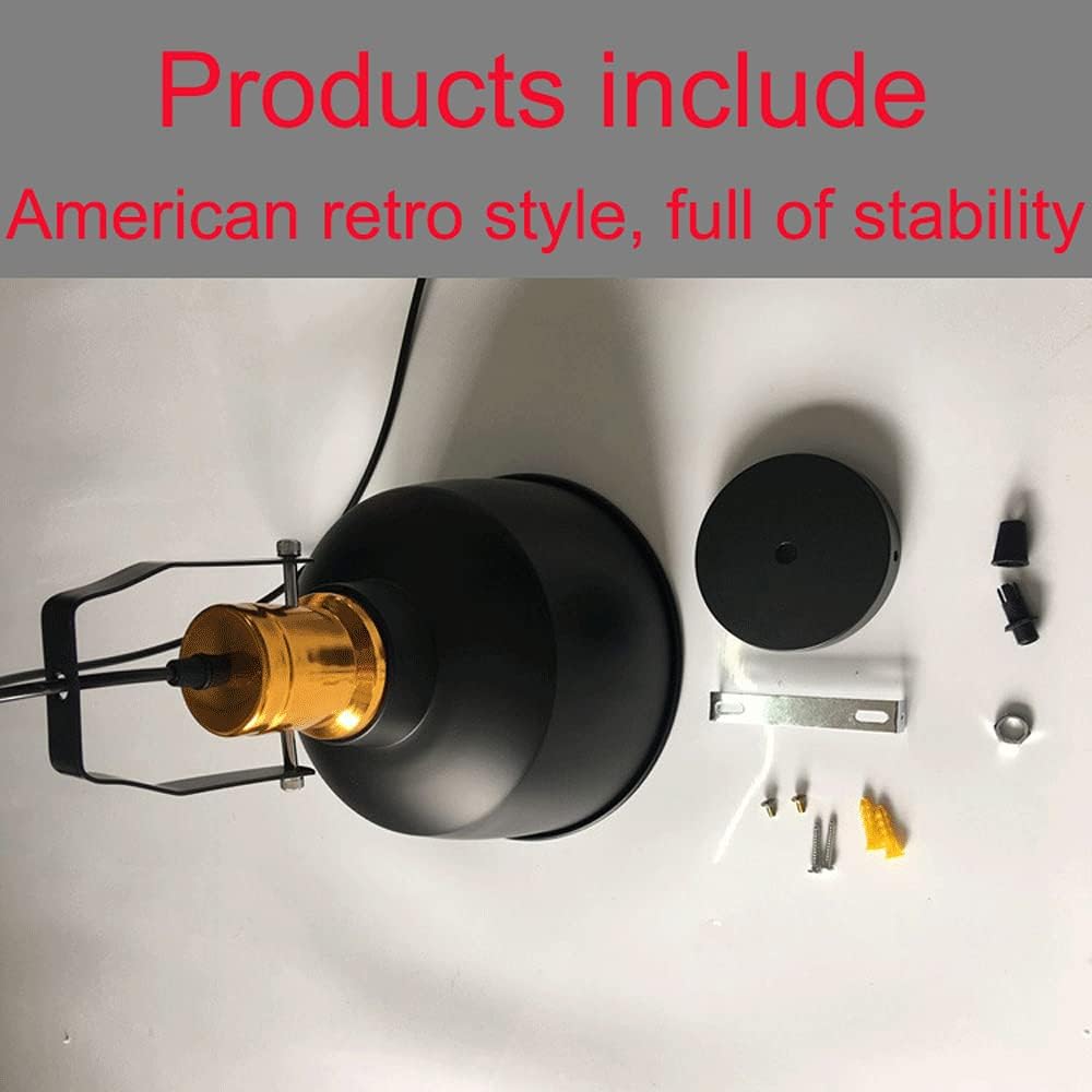 E27 Lampe D'Éclairage Creative Kitchen Island Décoration Pendentif Plafonnier Simple Alumiart Abat-Jour Design Pendentif Lumière, Hauteur Réglable Suspension Fil Lumières/Noir