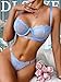 Dlsave Sexy Lingerie for Women Eyelash Lace Mesh Matching Bra and Panty Sets Push Up Lace Bralette 2 Piece Lingerie Set Lblue