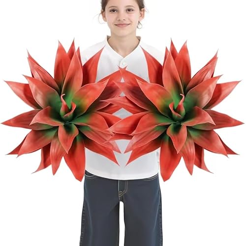 Velener Fall Fake Agave Artificial Plant, Red Fake Succulents Plant