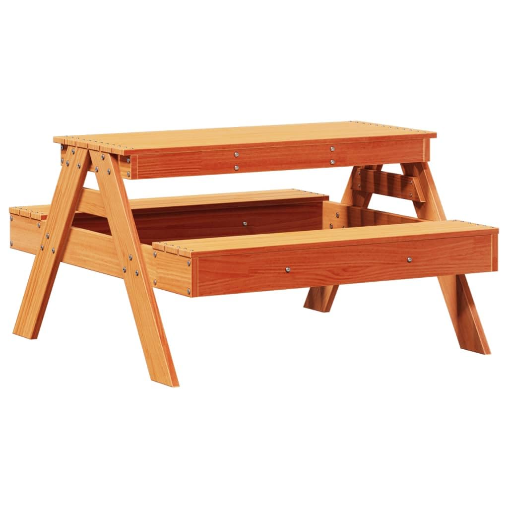 Tavolo da picnic per esterni, tavolo da picnic per bambini marrone cera 88 x 97 x 52 cm in legno massello di pino
