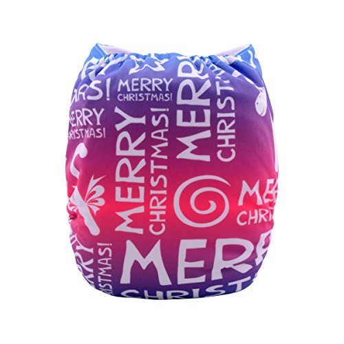 Alva Baby Christmas Design Reuseable Washable Pocket Cloth Diaper Nappy + 2 Inserts QD12