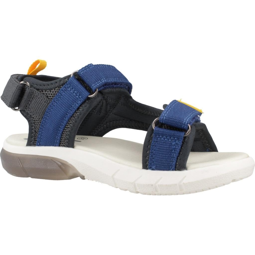 GARVALÍN 242855-A Sandalias Deportivas para niños, Color Azul Marino y Amarillo, Sandalias con Cinta Textil Adhesiva para Verano NIÑO Sandalias