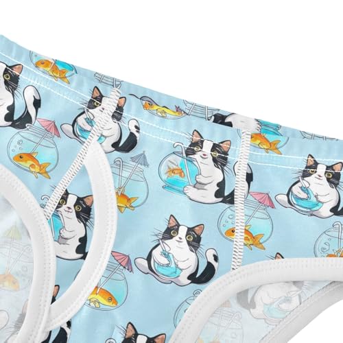 CHIFIGNO Boys Underwear Cute Cats Goldfish Light Blue Little Boy Briefs Printed Cotton Underwear Briefs4