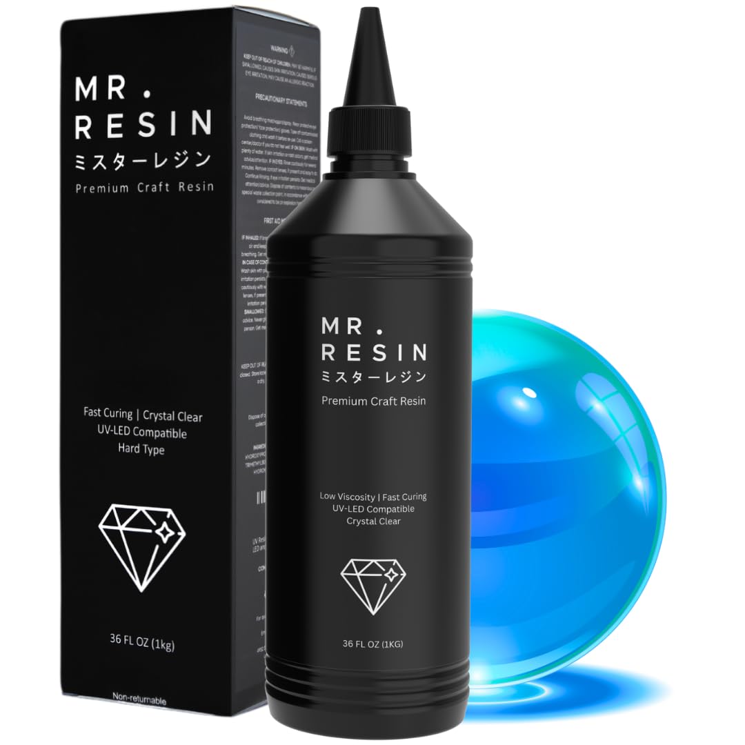 UV Resin - Mr. Resin Bulk Crystal Clear Resin for Crafts : Rock Painting, Molds, Doming,Keychains & Jewelry Making Cures Fast with UV Lamp, LED and Sunlight! (Black, 1000 Grams)