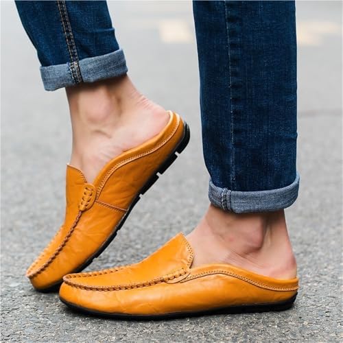 Men's Round Toe Faux Leather Loafer Shoes Comfortable Anti-Slip Flat Heel Wedding Slip On4