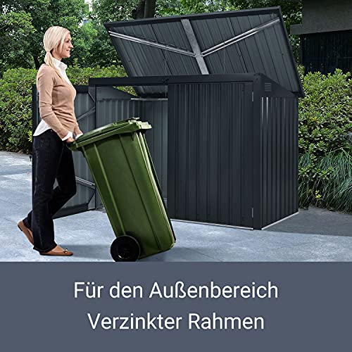 Juskys 3er Mülltonnenbox Namur 3 x 120 Liter Tonnen - 2m² - 2 Türen - Metall Mülltonnenverkleidung Müllbox Müllhaus… – Bild 4