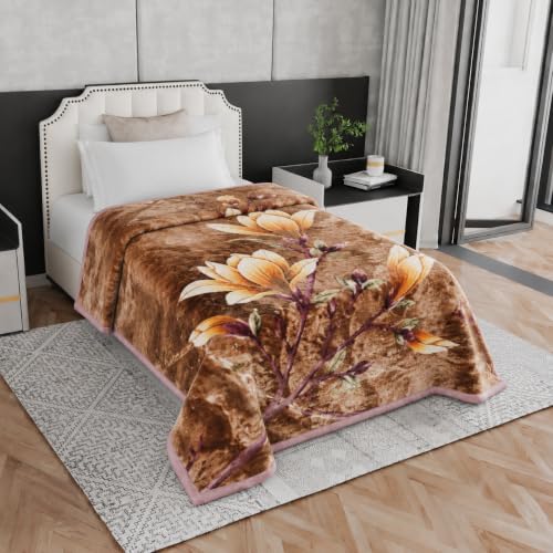 Image of Signature Special Limited Edition Super Soft Double Layered Blanket - 1100 GSM Winter Luxury - Reversible, Ultra Warm & Plush - King & Single Bed (Amber Paisley Garden, Single Bed)