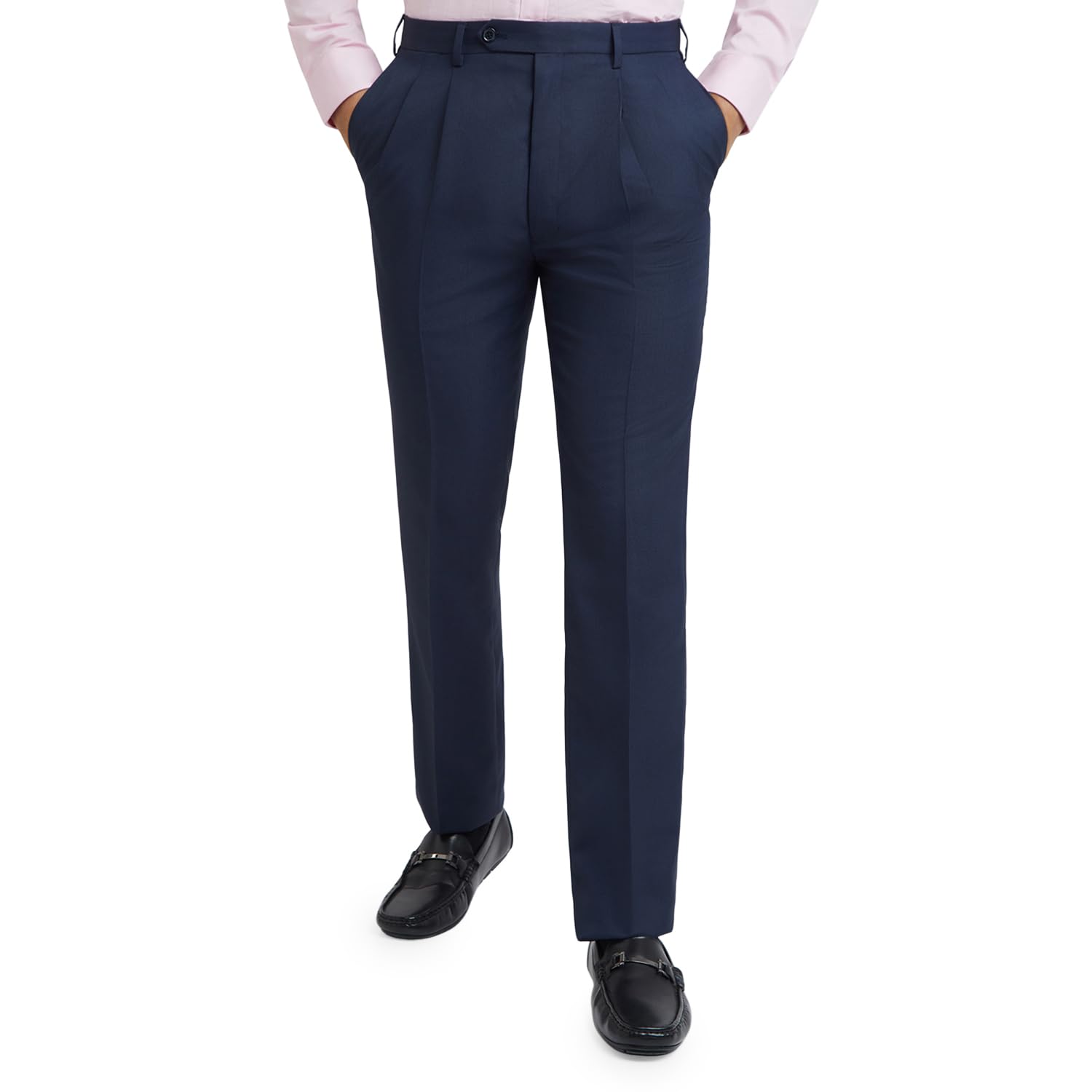 raymond Men's Polyviscose Blend Solid Pattern Classic Fit Pleated Formal Trouser-picture-18