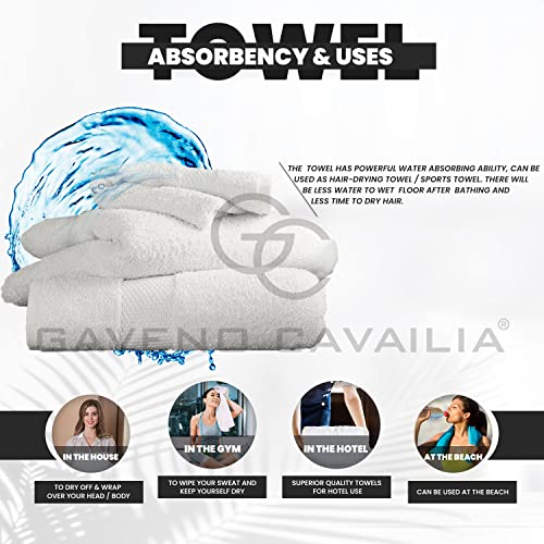 Miniatura 5 de Gc Gaveno Cavailia Juego De 4 Toallas De Mano Para Baño, 700 G M , Algodón Egipcio, Toallas De Calidad De Hotel, Lavables A Máquina, Blanco, 50 X 85 Cm
